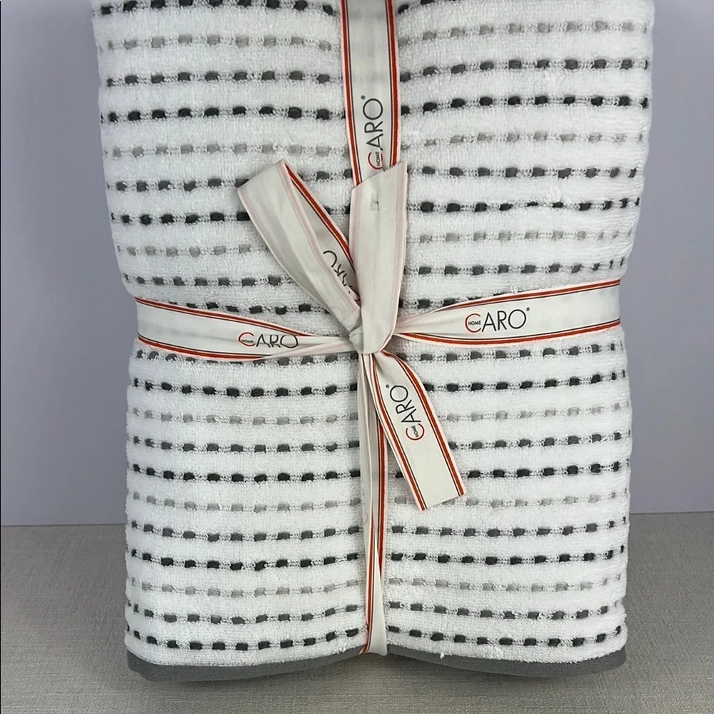 Caro Home Bath Towel Set Gray White 2 Bath 2 Hand 2 Wash 100% Cotton Soft 6 pc